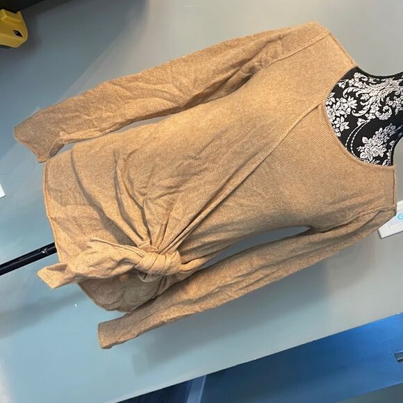PLY Cashmere Womens Camel Longsleeve Top NEW - Picture 1 of 4